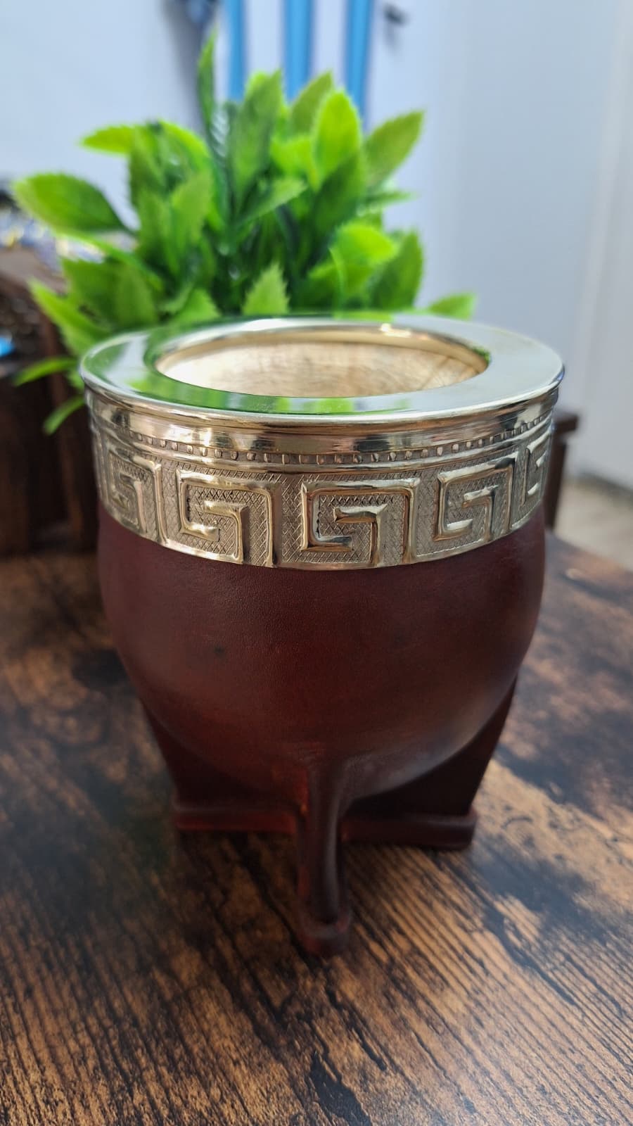 Mate Imperial Calabaza Con Virola de Alpaca Cincelada