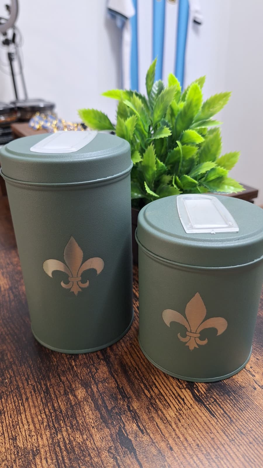 Yerbera + Azucarera Lata Flor De Lis