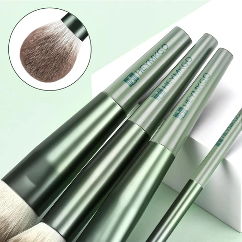 Makeup Brushes 11Pcs Premium Synthetic Bristles Green Color Kabuki Foundation Br