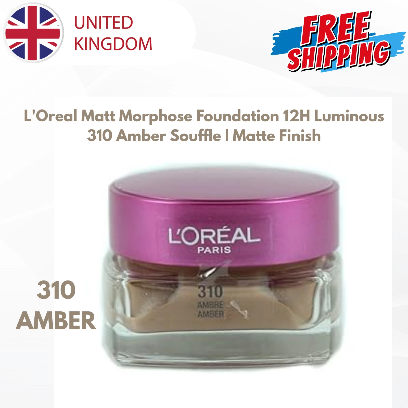 L'Oreal Matt Morphose Foundation 12H Luminous | 310 Amber Souffle | Matte Finish