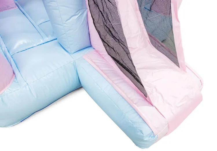 Combo de Insuflável e Escorrega Rosa-Azul Pastel