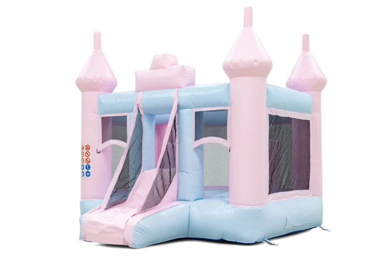 Combo de Insuflável e Escorrega Rosa-Azul Pastel