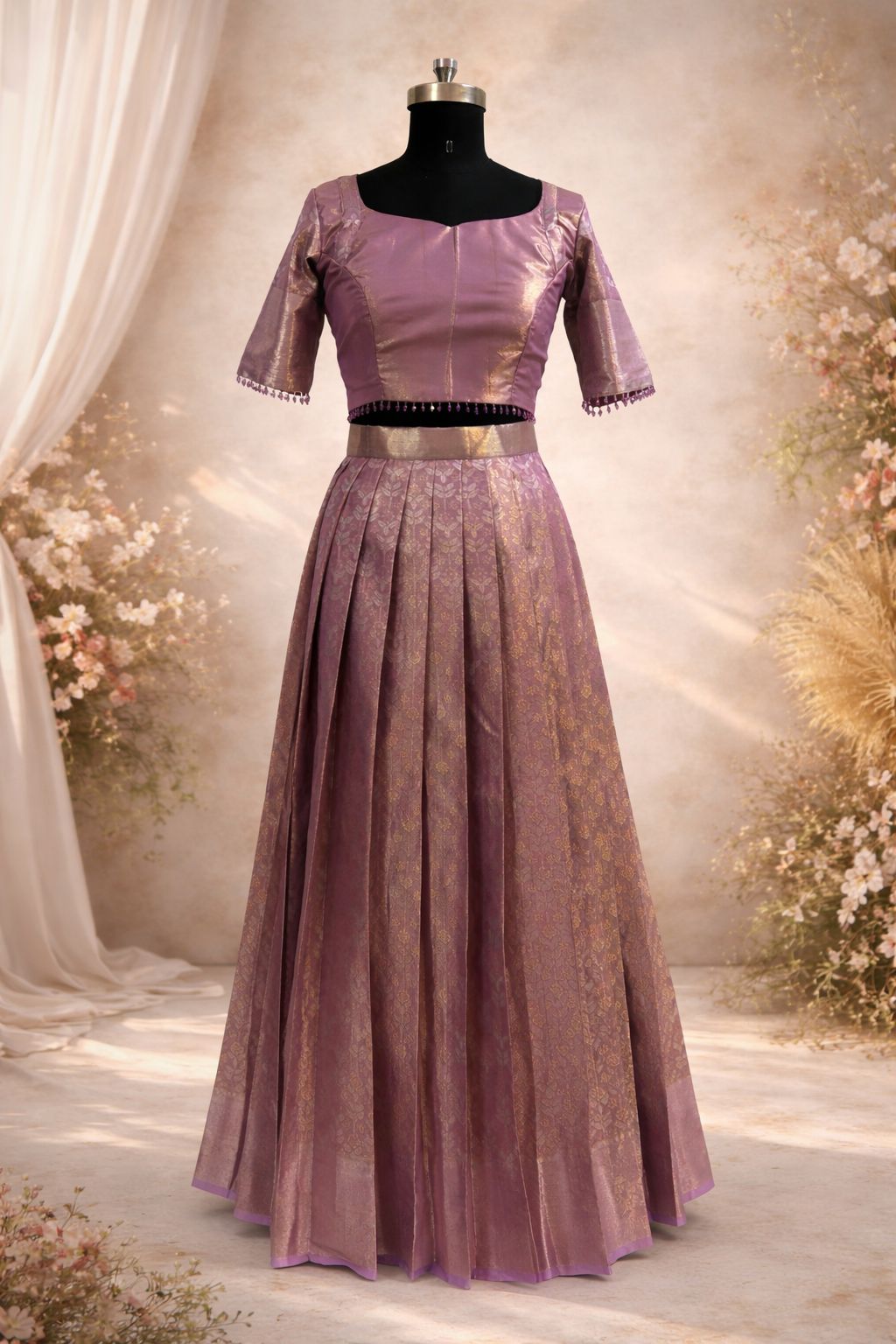 Dusky Mauve Regal Bloom Lehenga set