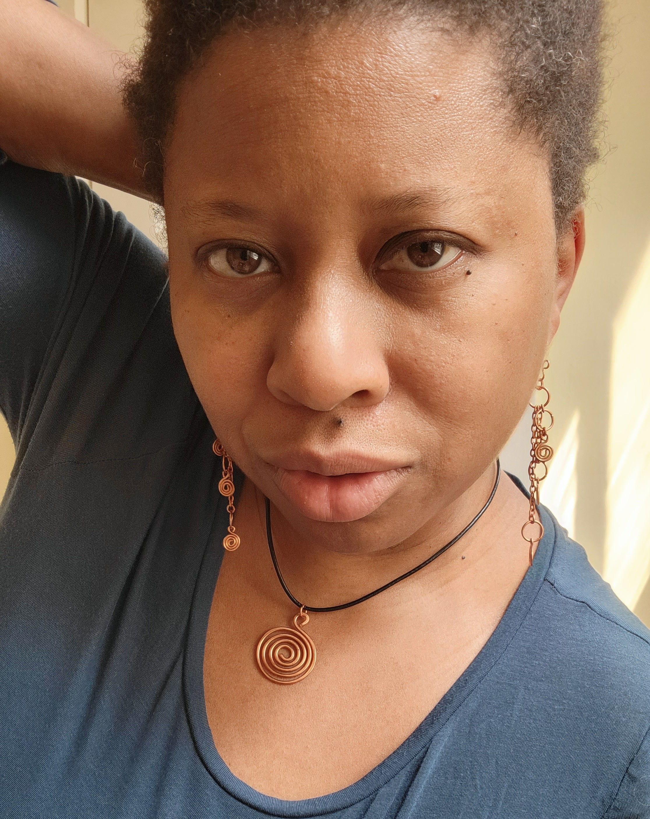 Triple Tier Copper Spiral Earrings