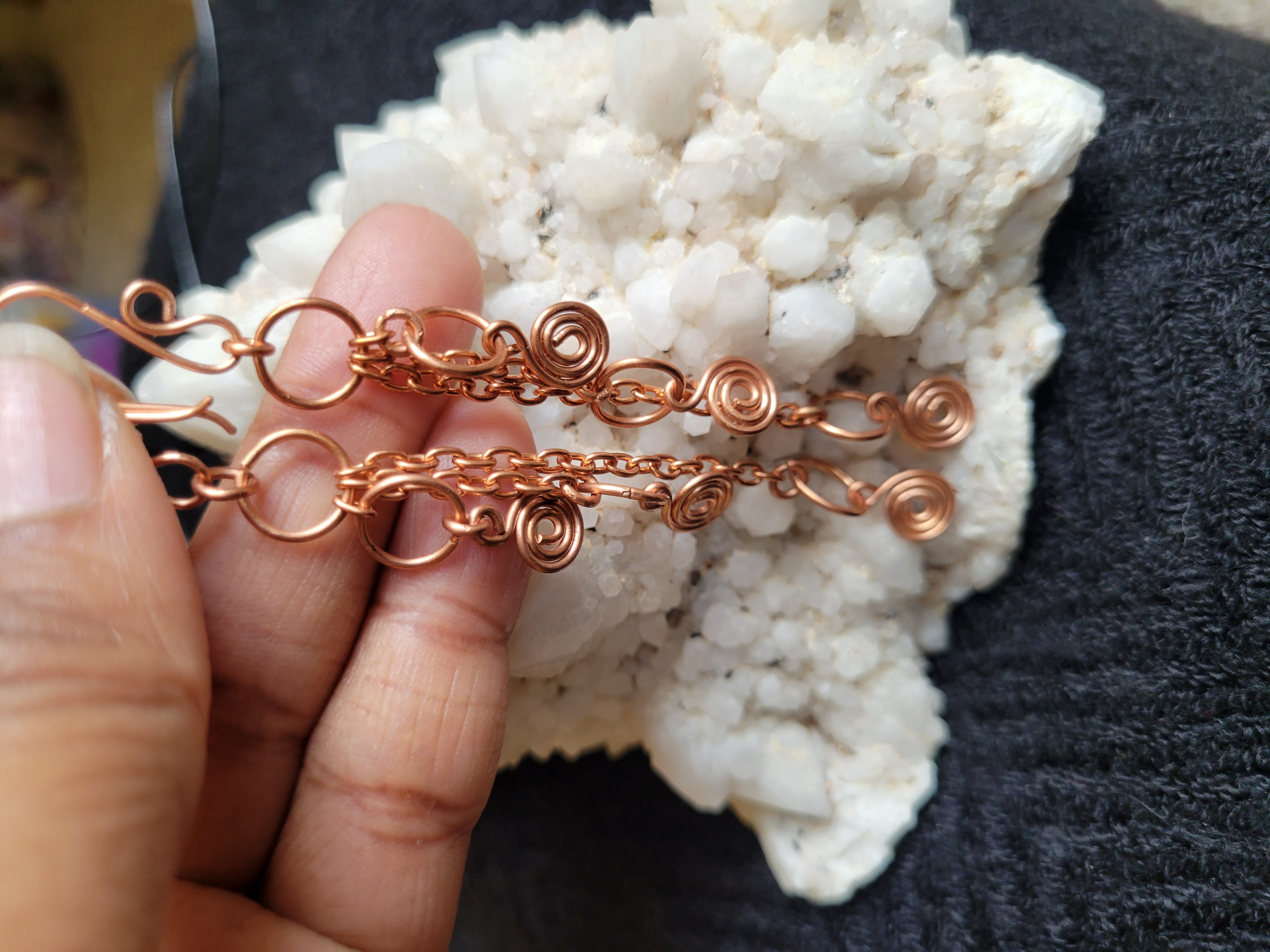 Triple Tier Copper Spiral Earrings