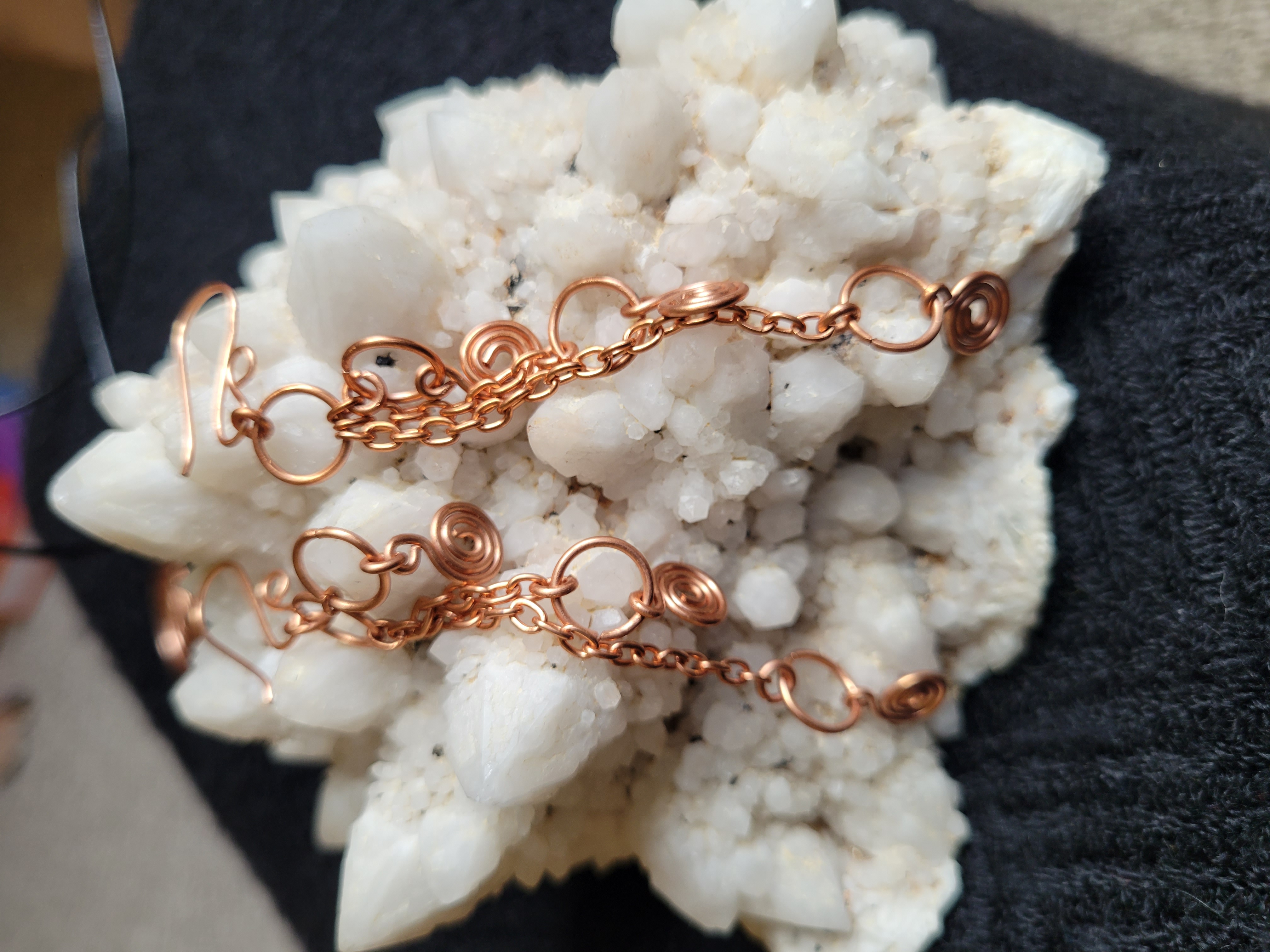 Triple Tier Copper Spiral Earrings