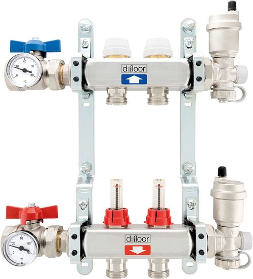 KIT COLLECTEURS INOX COMPLET CHAUFFAGE SOL D-FLOOR 2 CIRCUITS 3/4" EUROCONE