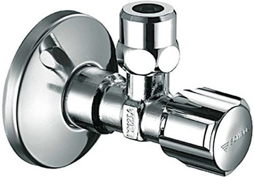 ROBINET D'ARRÊT EQUERRE SCHELL + ROSACE 1/2"-10MM CHROME 