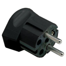 Fiche mâle PVC NOIR 2P+T 16A à sortie latérale ABB-Vynckier