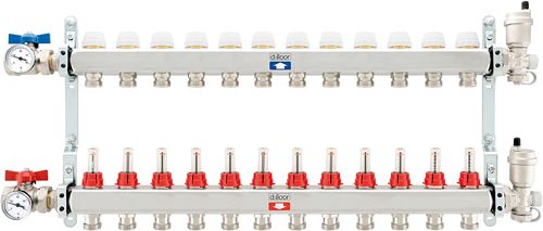 KIT COLLECTEURS INOX COMPLET CHAUFFAGE SOL D-FLOOR 12 CIRCUITS 3/4" EUROCONE