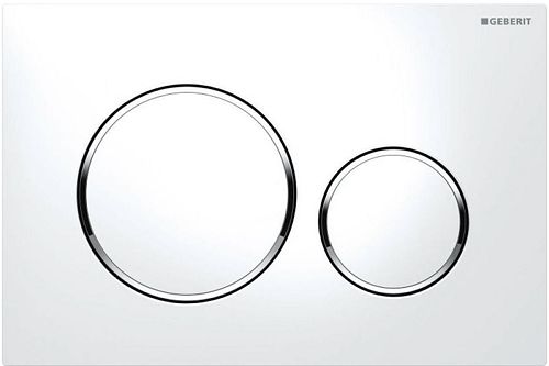 PLAQUE DE COMMANDE 2 TOUCHES SIGMA 20 GEBERIT BLANC BRILLANT-CHROME BRILLANT