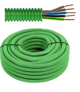 TUBE PLASTIQUE PRÉ-CÂBLÉ D20 VERT XGB 5G2,5 LSOH R100