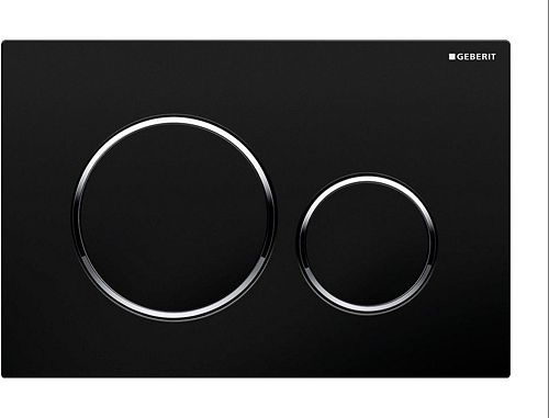 PLAQUE DE COMMANDE 2 TOUCHES SIGMA 20 GEBERIT NOIR BRILLANT-CHROME BRILLANT