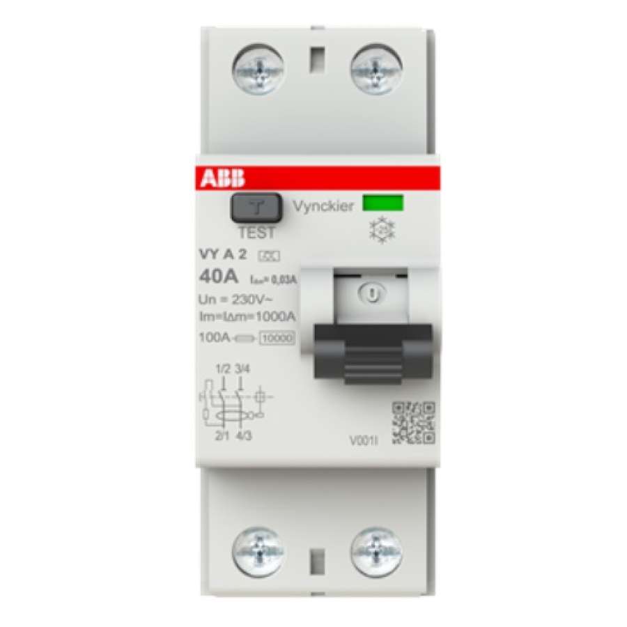Interrupteur différentiel type A bipolaire 2P/40A 30mA VYA240/030 ABB-Vynckier