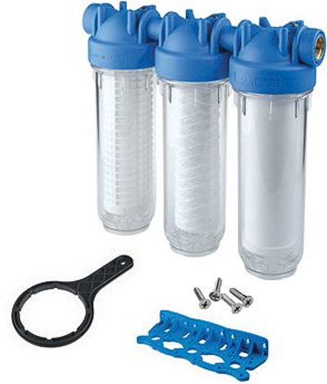 TRIPLEX PRO FILTRE TAMIS+FIN+CARBONE ACTIF POUR EAU DE PLUIE DURLEM KIT