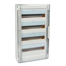 COFFRET SAILLIE XL3 125 - 4 RANGEES DE 18 MODULES - 72 MODULES - AVEC PORTE TRANSPARENTE - IP40 - IK 09 - BLANC RAL 9003 - CHASSIS EXTRATIBLE ET PIVOTANT