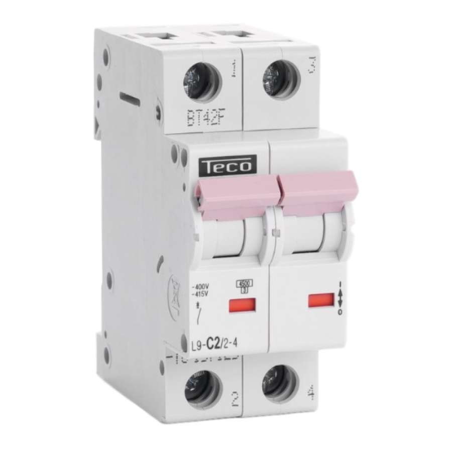 Disjoncteur 4.5kA - courbe C - bipolaire 2P/ 2A L9C224 Teco