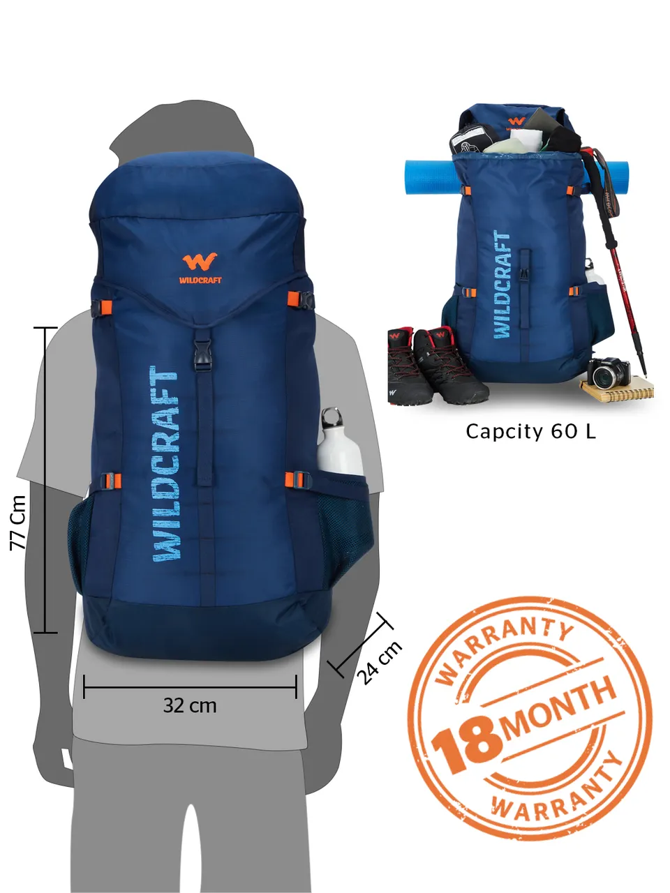 Wildcraft 60L Backpack