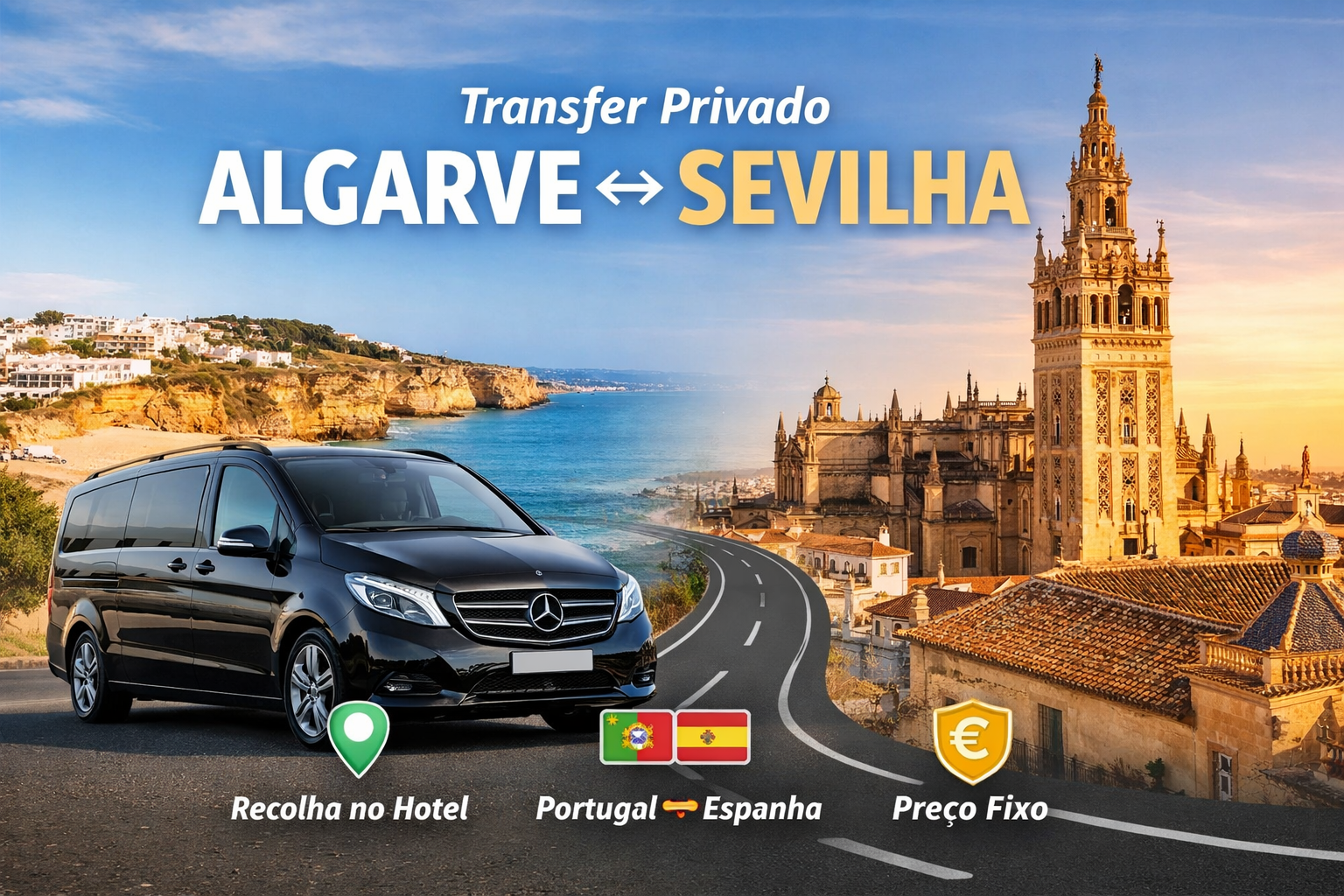 Private transfer from the Algarve to Seville by car (4 people)