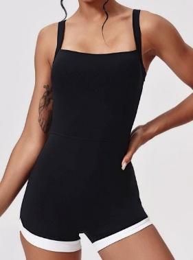 Women's Black Sleeveless Romper
