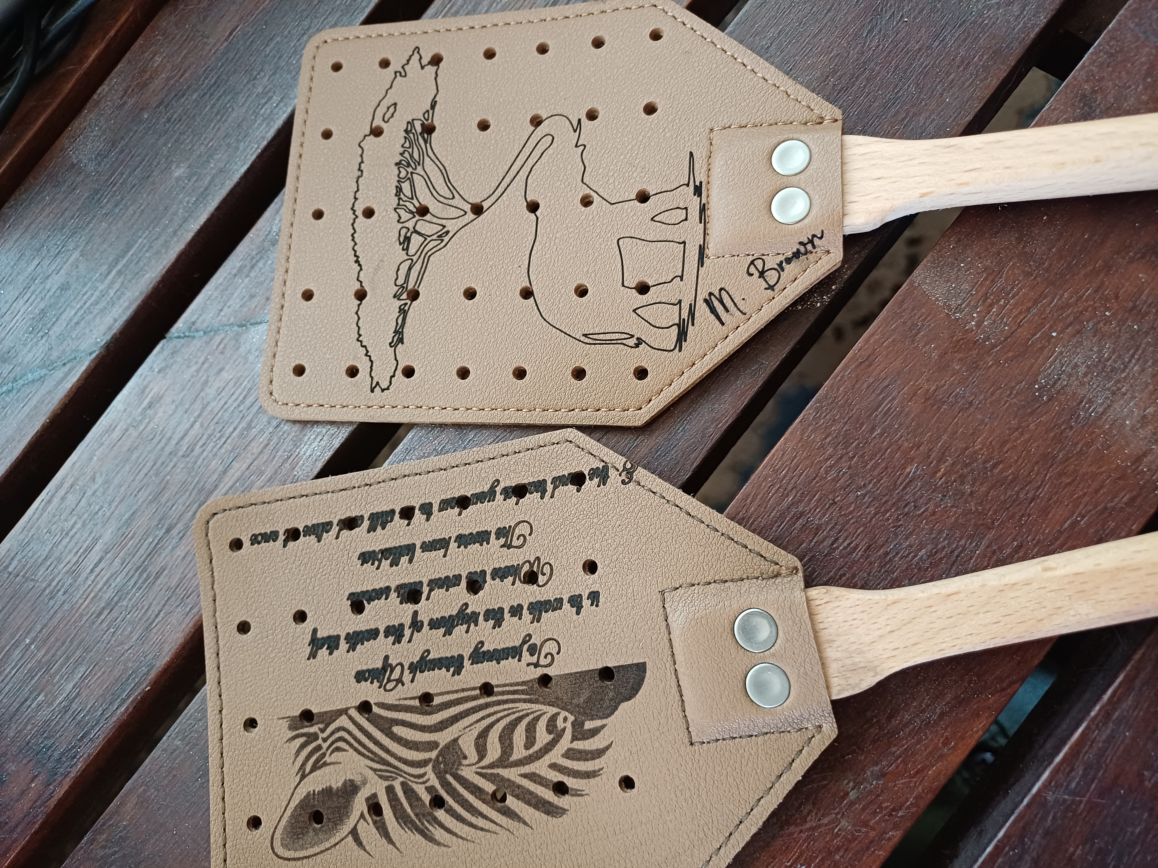 Leather Fly Swatters with Wooden Handles