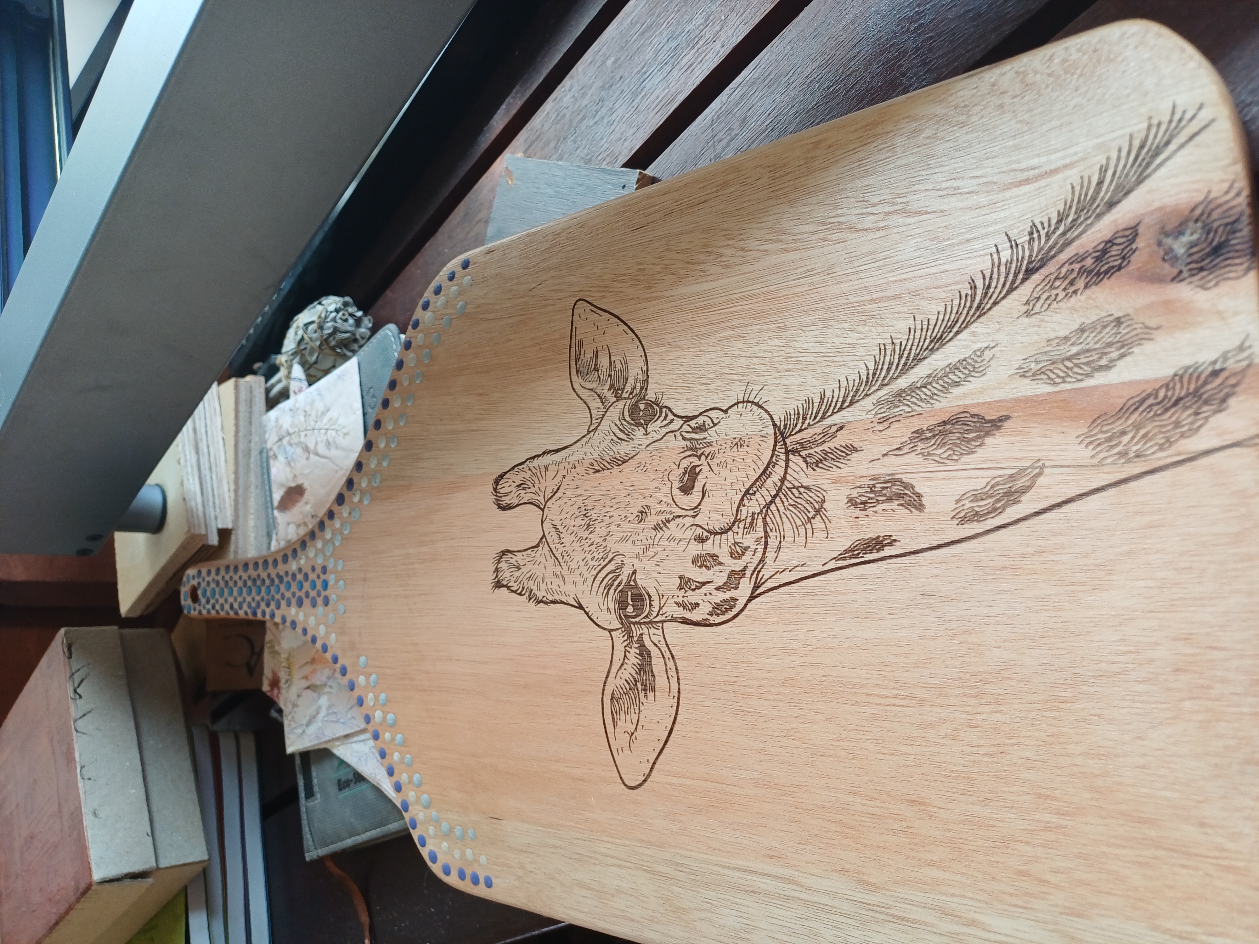 Giraffe Engraved Wooden Serving Board