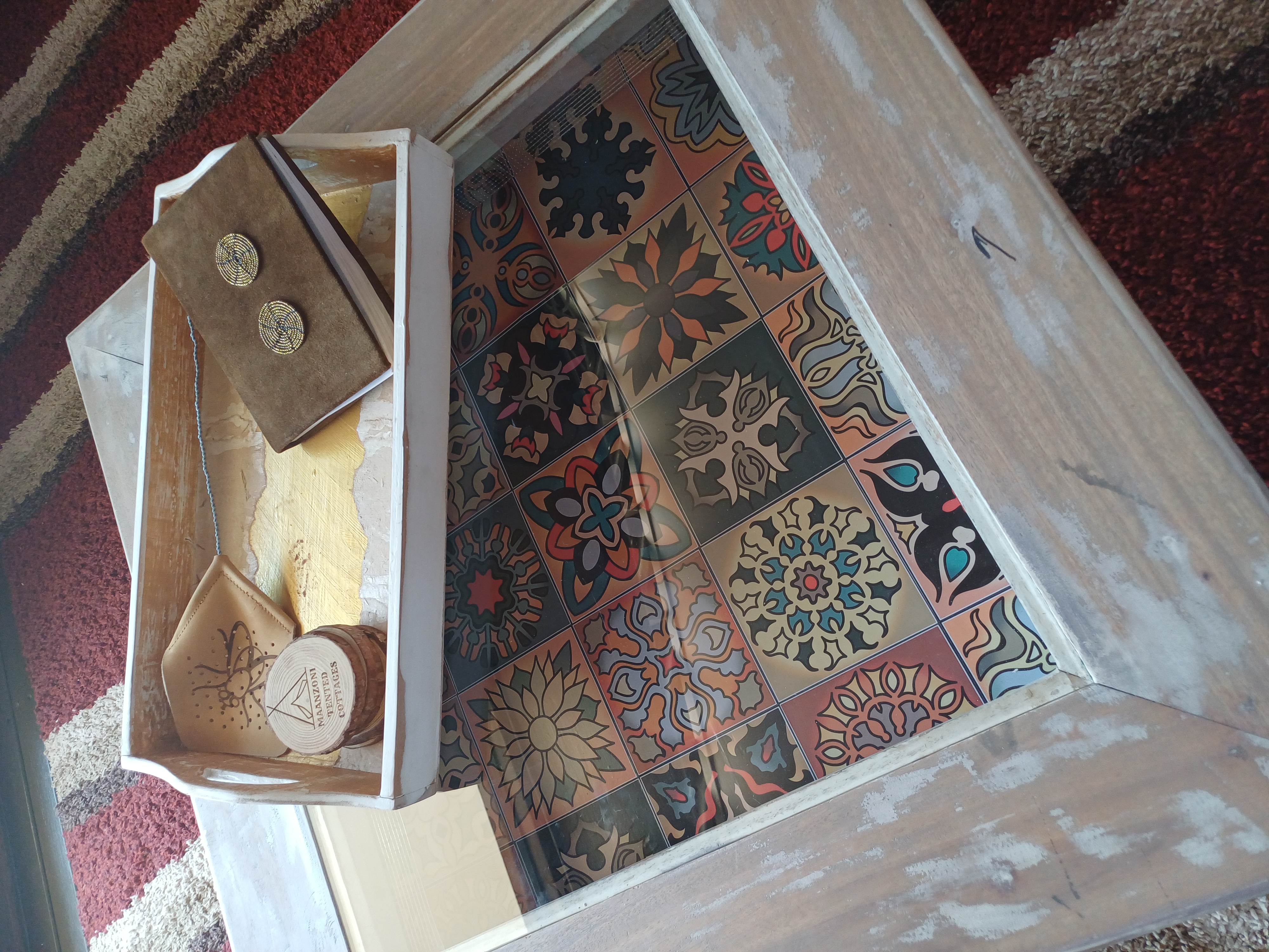 Rustic Mosiac Print Coffee Table
