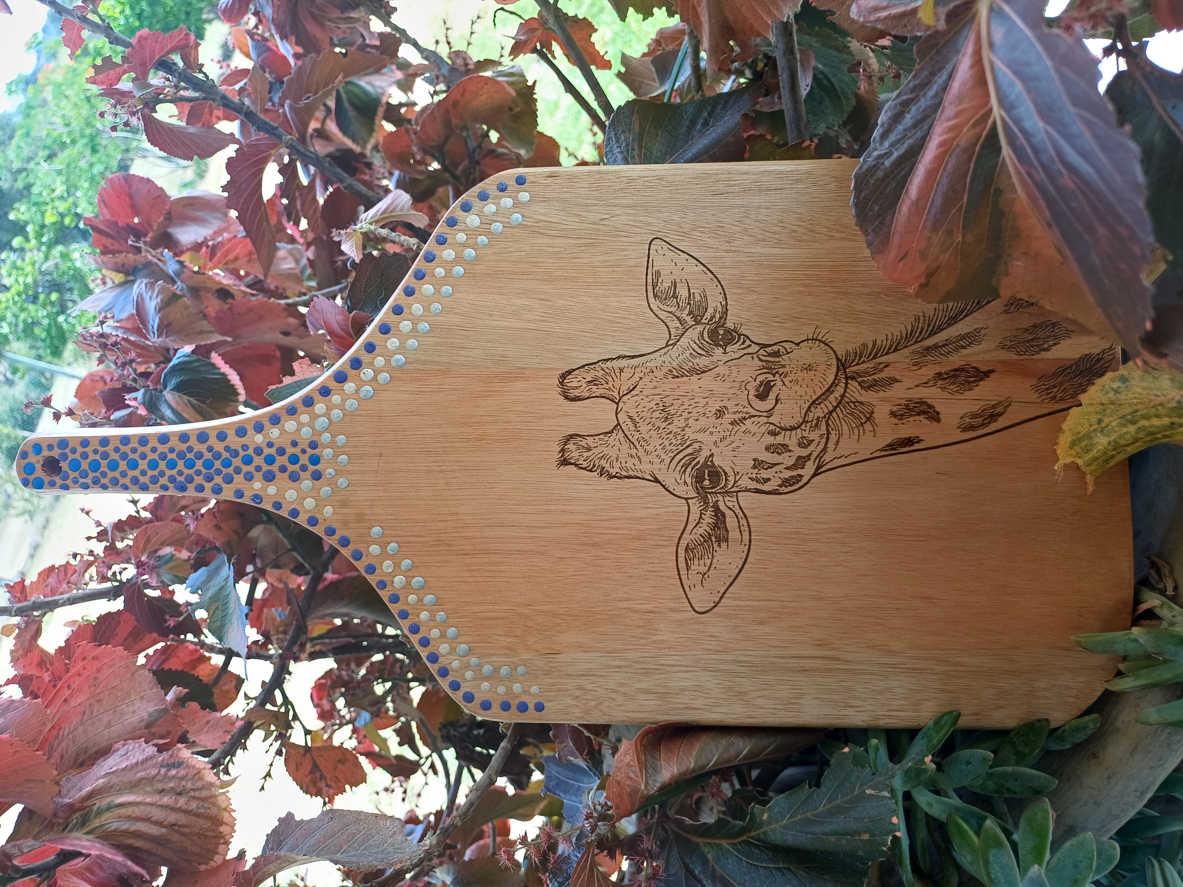 Giraffe Engraved Wooden Serving Board