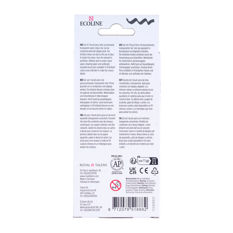 Ecoline Brush Pen Set Pastello (5 colori)