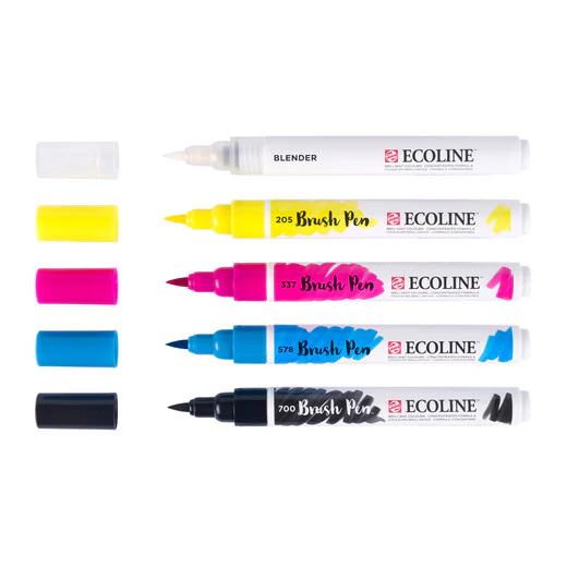 Ecoline Brush Pen Set Primari (4 colori + blender)
