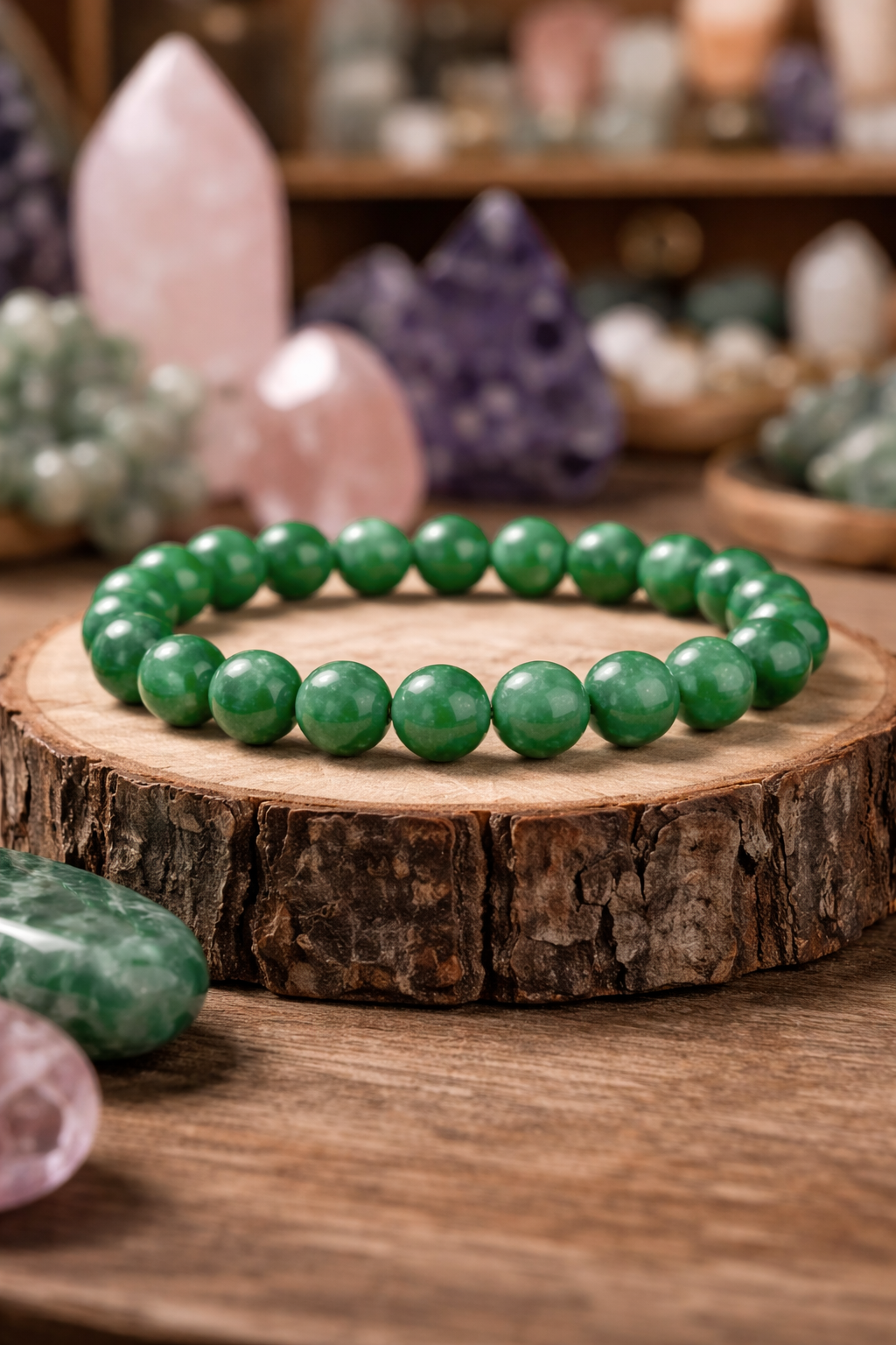 Green Jade Bracelet | Prosperity, Harmony & Long-Term Wealth | Healing Crystal For Men & Women