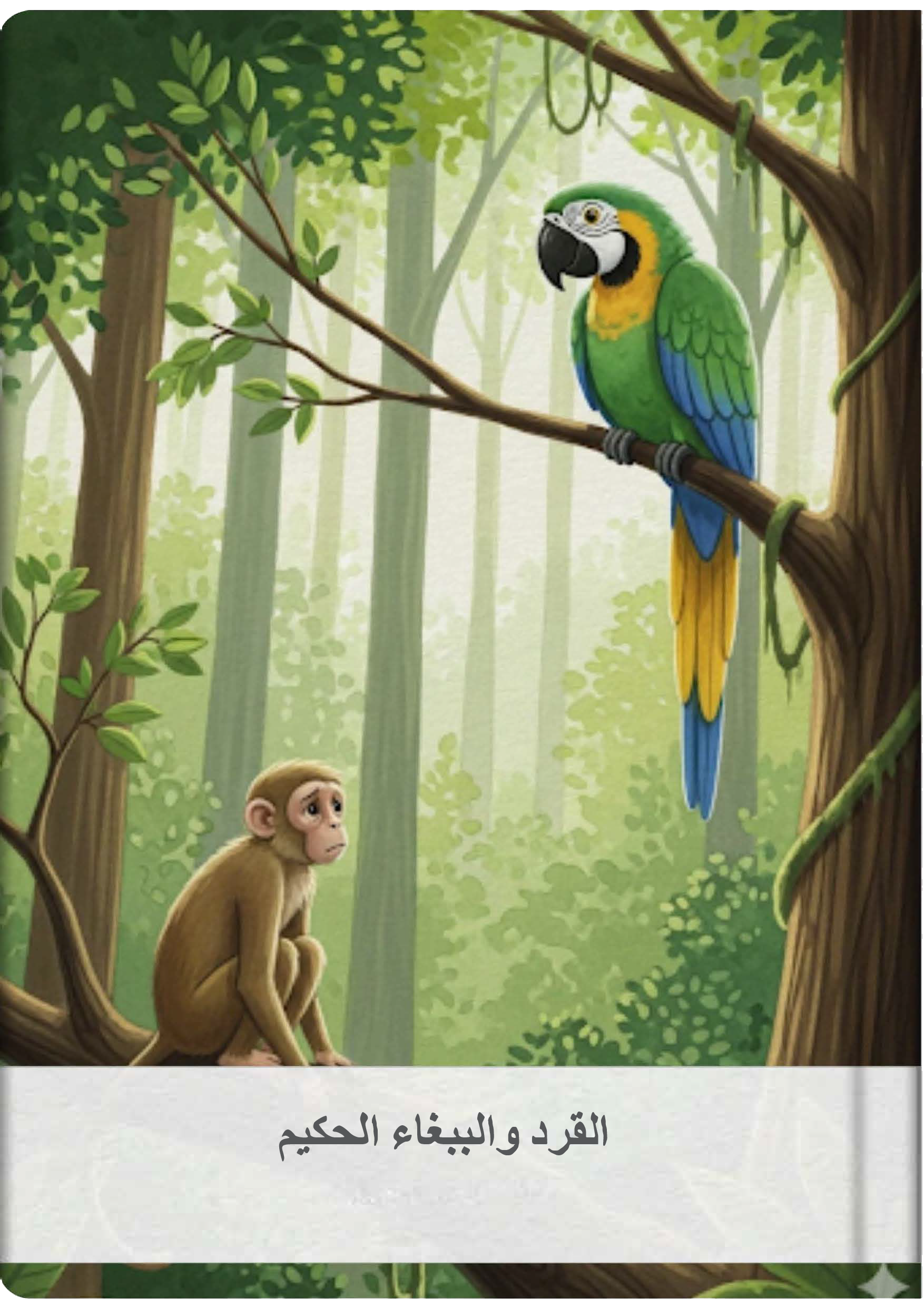 القرد والببغاء الحكيم