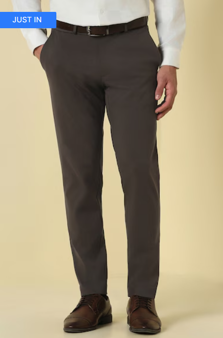 Men Brown Solid Formal Trousers