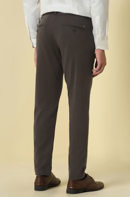 Men Brown Solid Formal Trousers