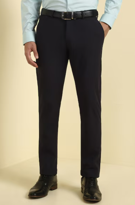 Men Black Solid Formal Trousers