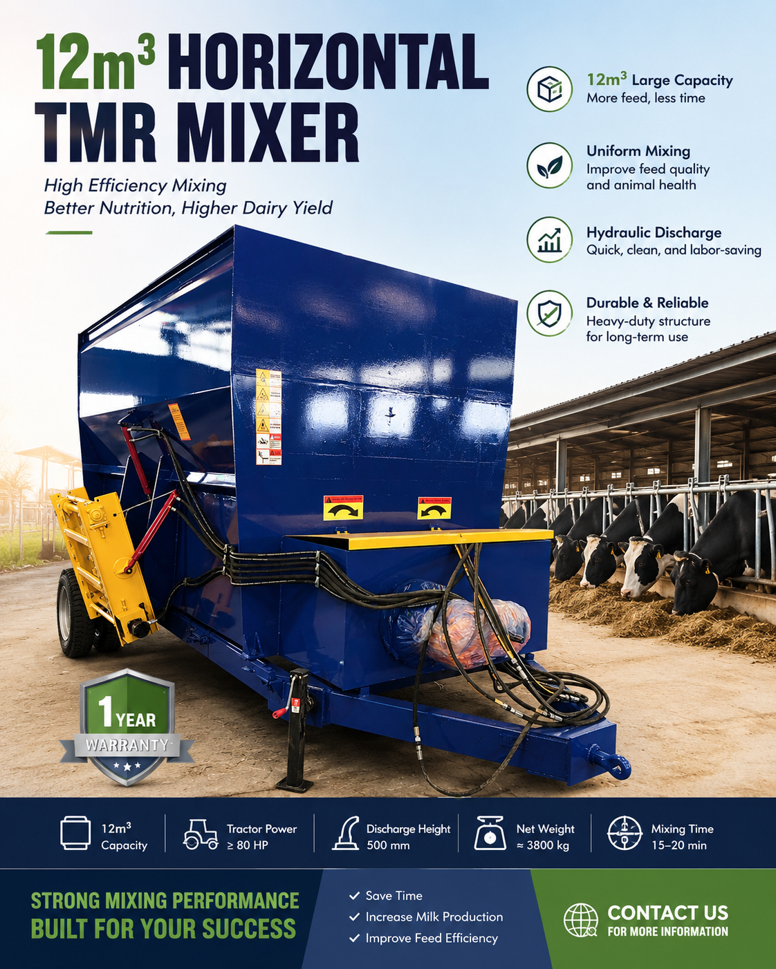 12m³ Horizontal TMR Mixer