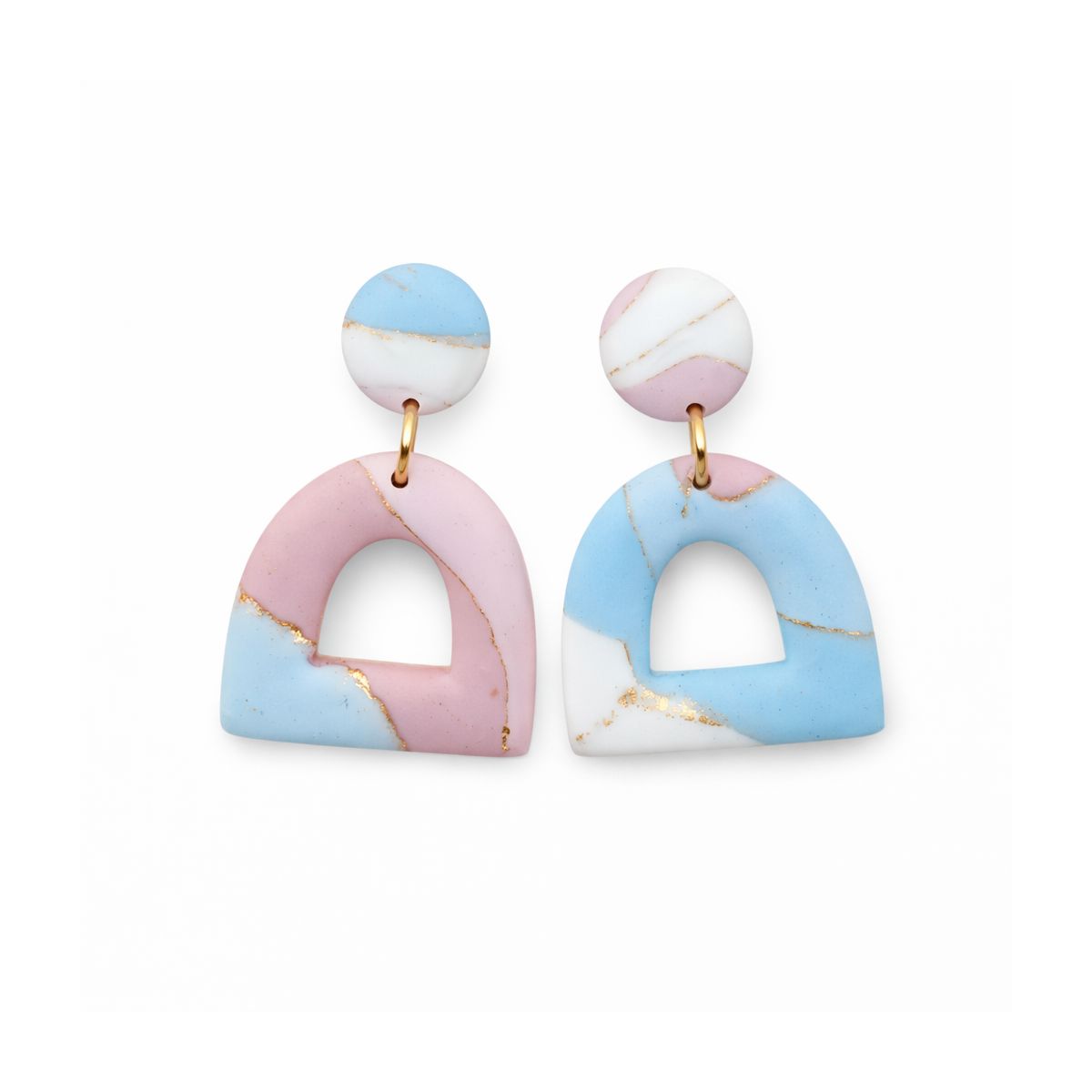 oucles d’oreilles Horizon Pastel Rose & Bleu - Fait main en France