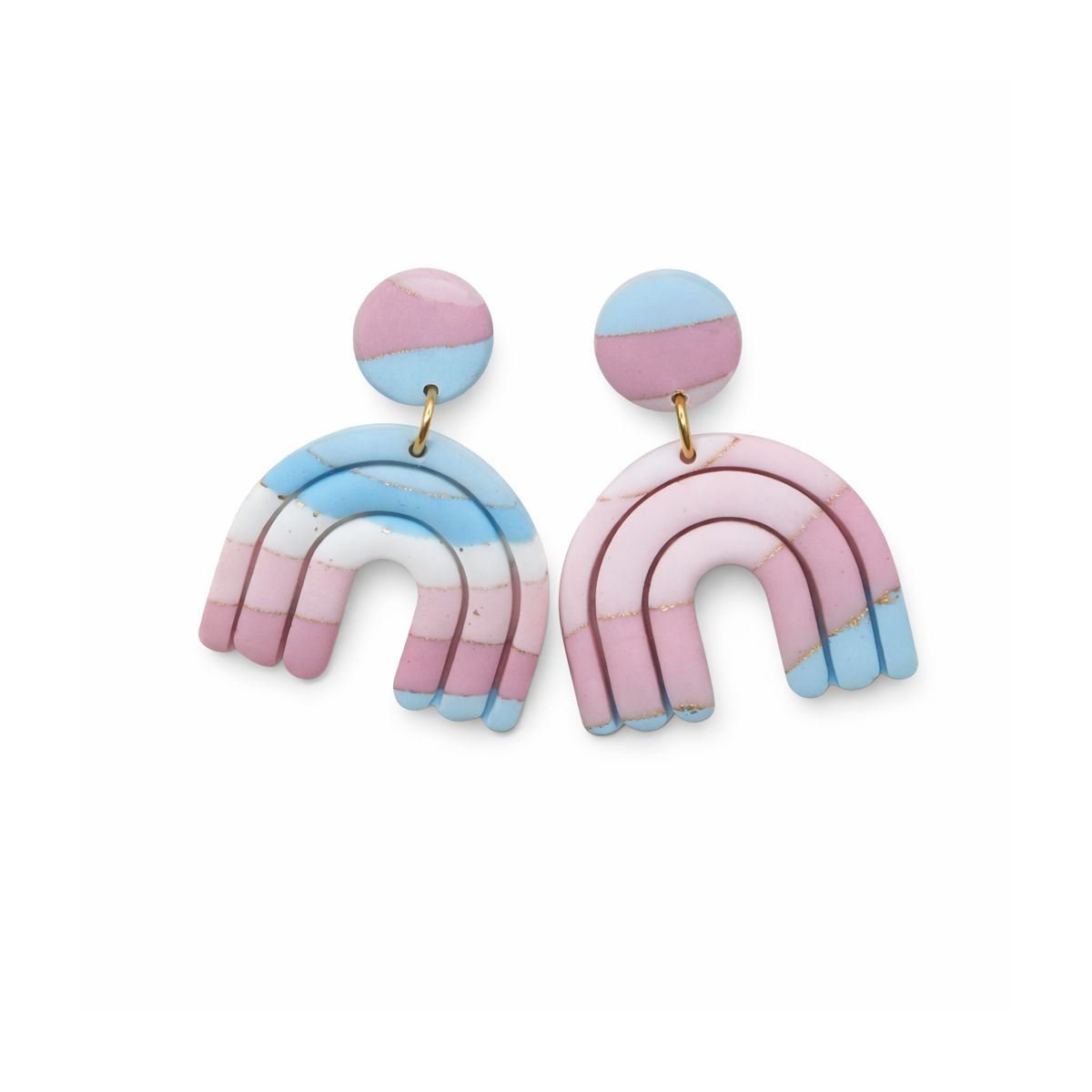 Boucles d’oreilles Arc Pastel Rose & Bleu - Fait main en France