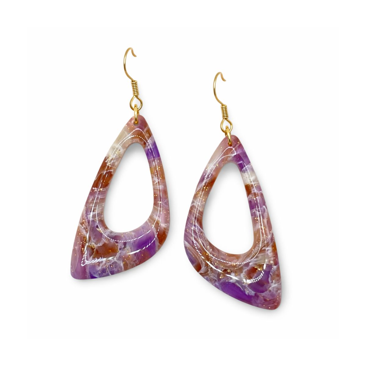 Boucles d’oreilles Goutte Galaxie Violet - Fait main en France