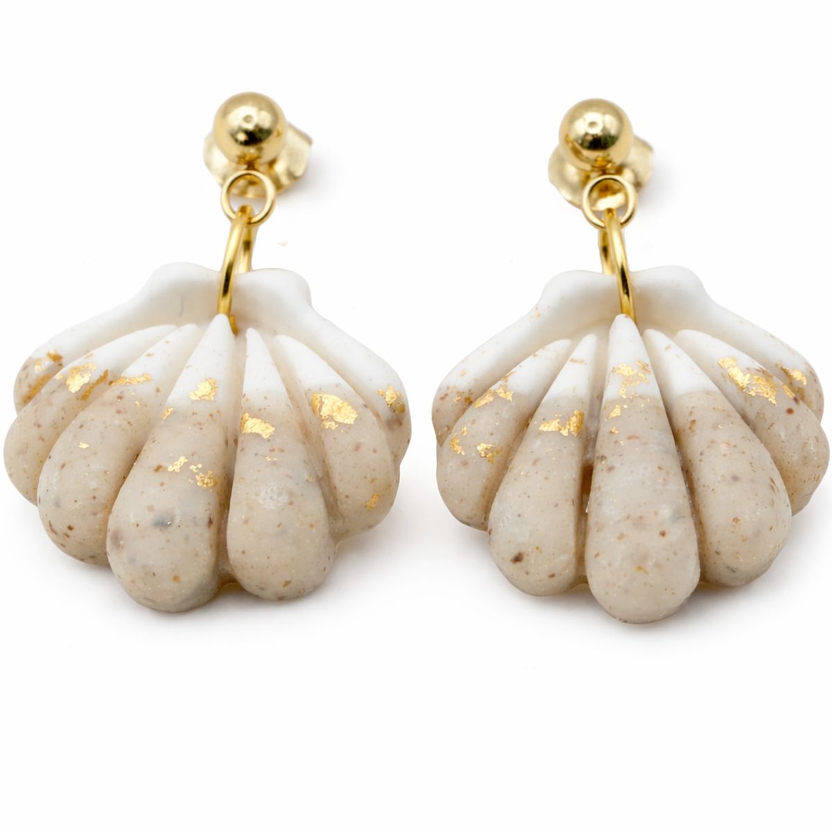 Boucles d’oreilles Coquille Sable - Fait main en France