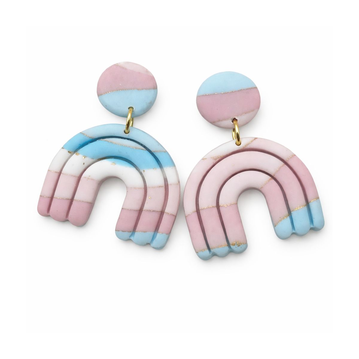 Boucles d’oreilles Arc Pastel Rose & Bleu - Fait main en France