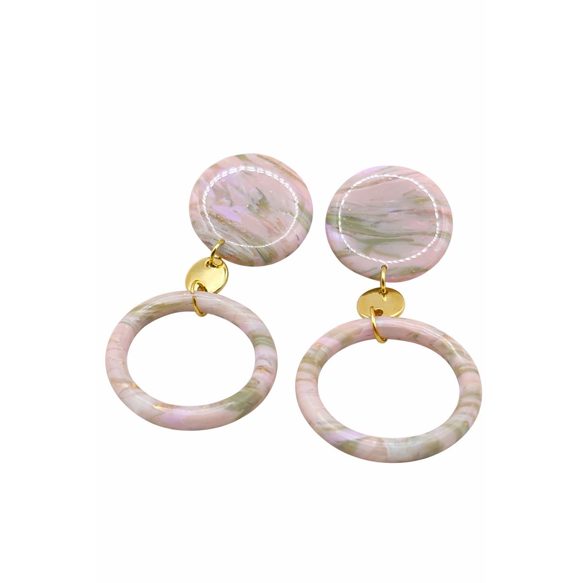 Boucles d’oreilles Marbre Rosé & Anneau Élégant - Fait main en France