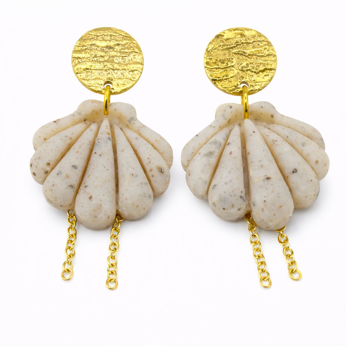 Boucles d’oreilles Coquille Doré Chaîne - Fait main en France