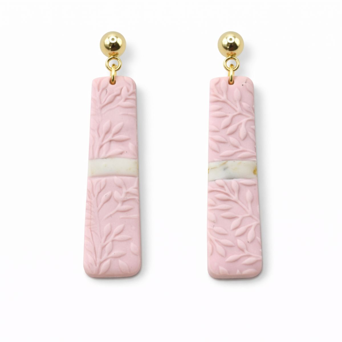 Boucles d’oreilles Rose Texturé & Ligne Marbrée - Fait main en France