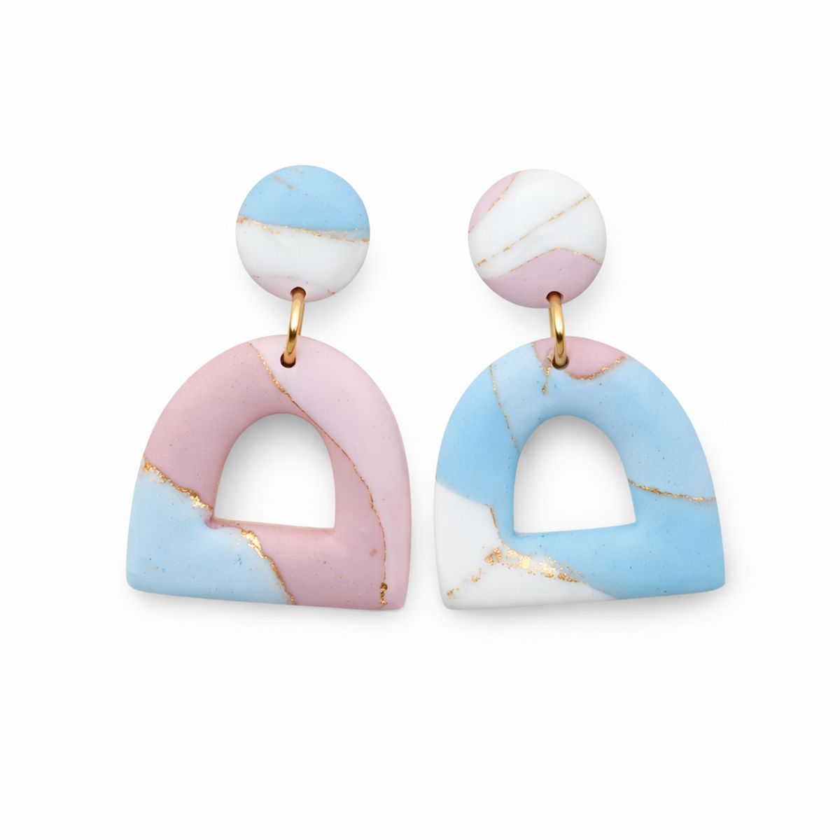 oucles d’oreilles Horizon Pastel Rose & Bleu - Fait main en France