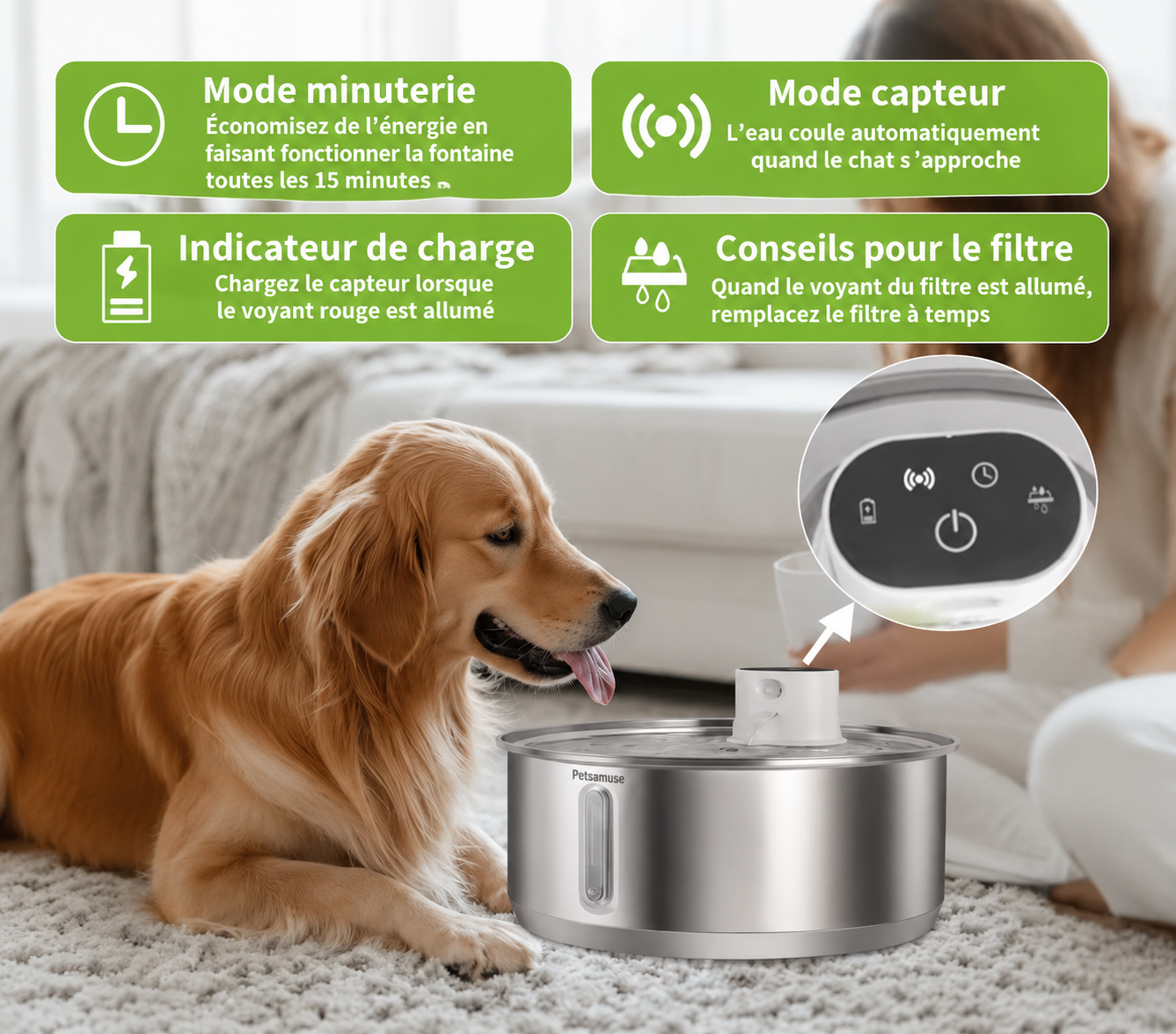 Fontaine à eau intelligente pour animaux