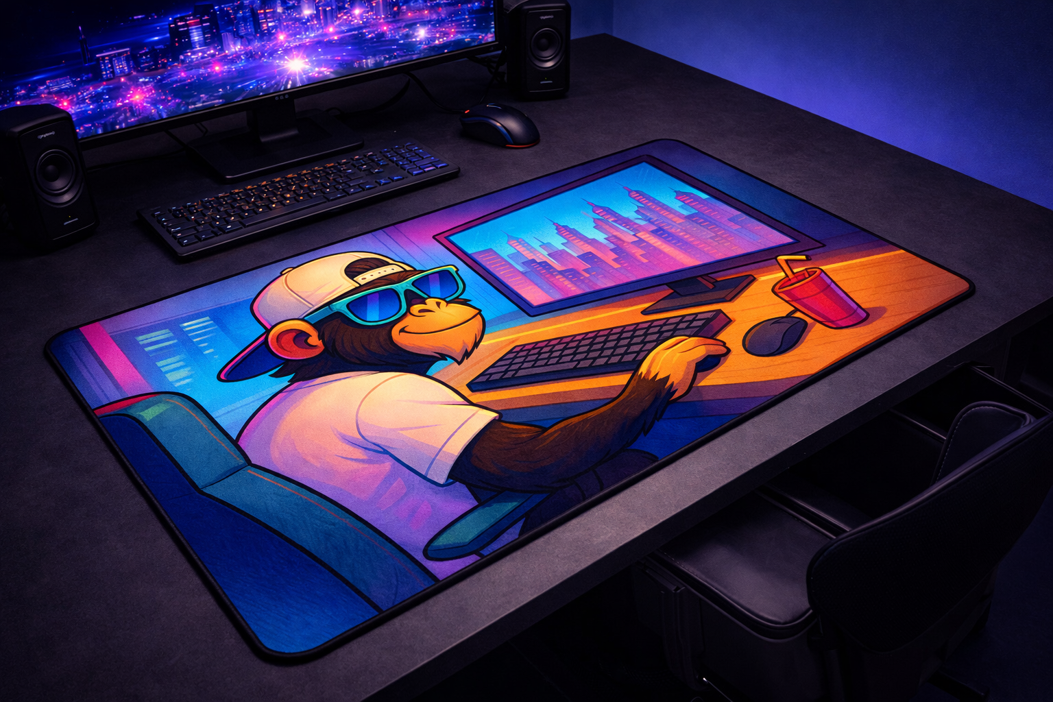 Tapis de souris XXL Singe Gamer