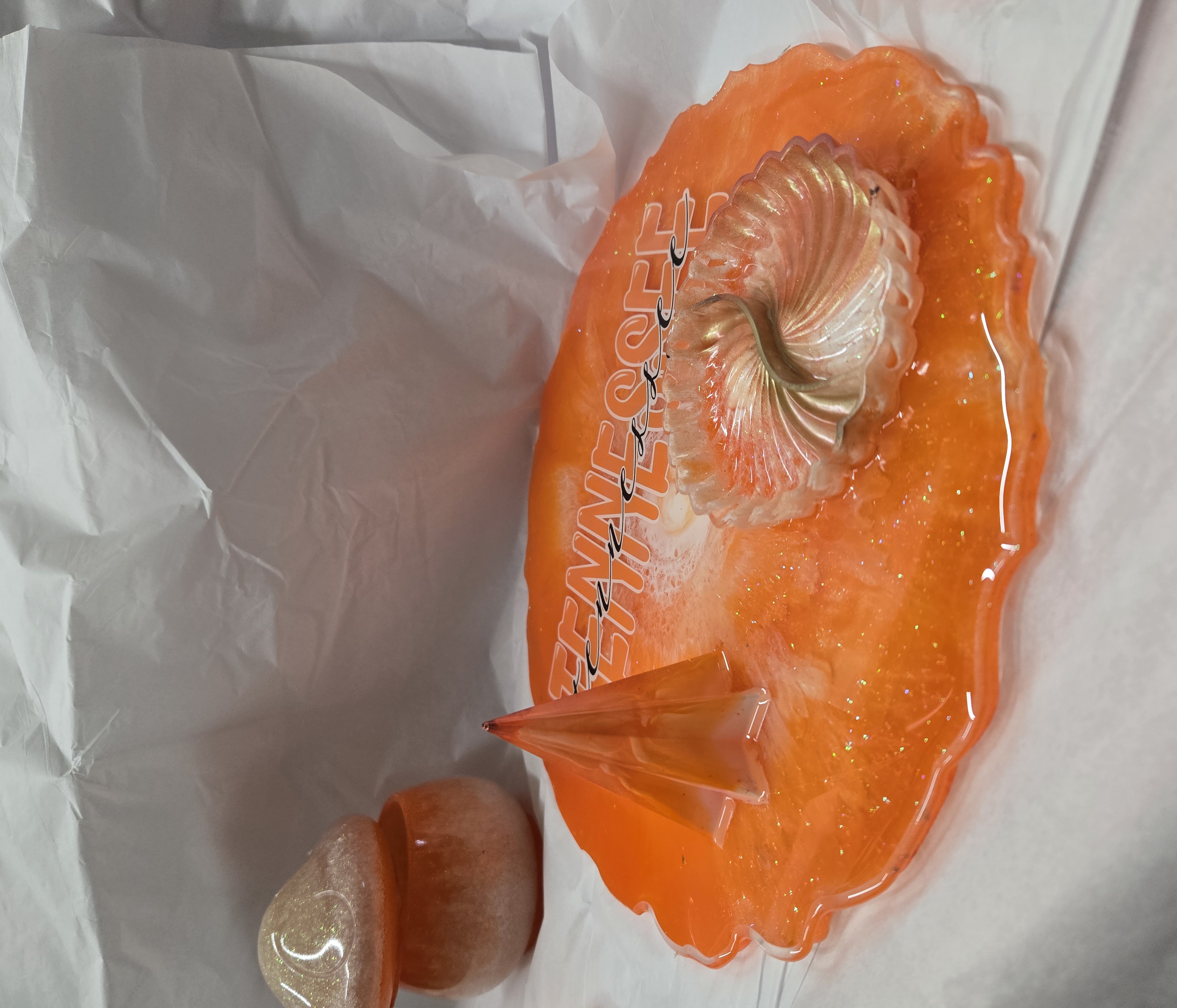 Orange Resin Trinket Tray Set