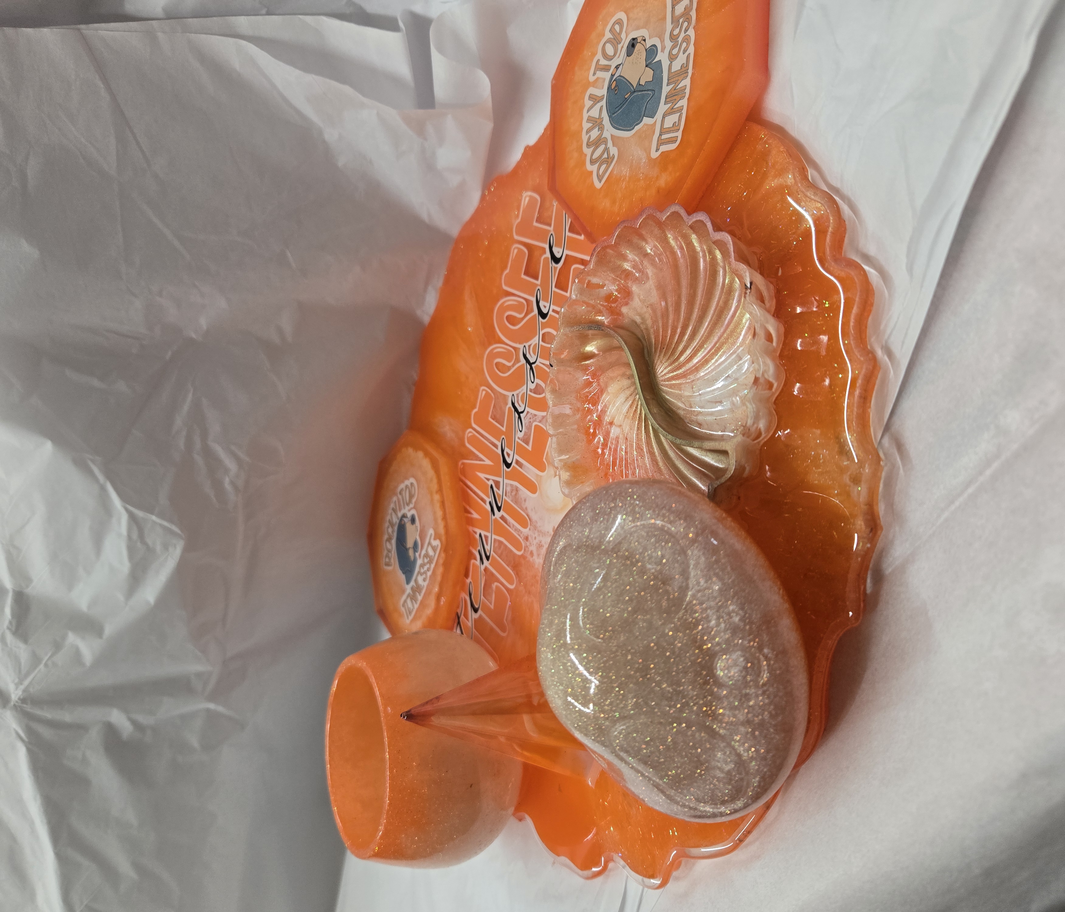 Orange Resin Trinket Tray Set