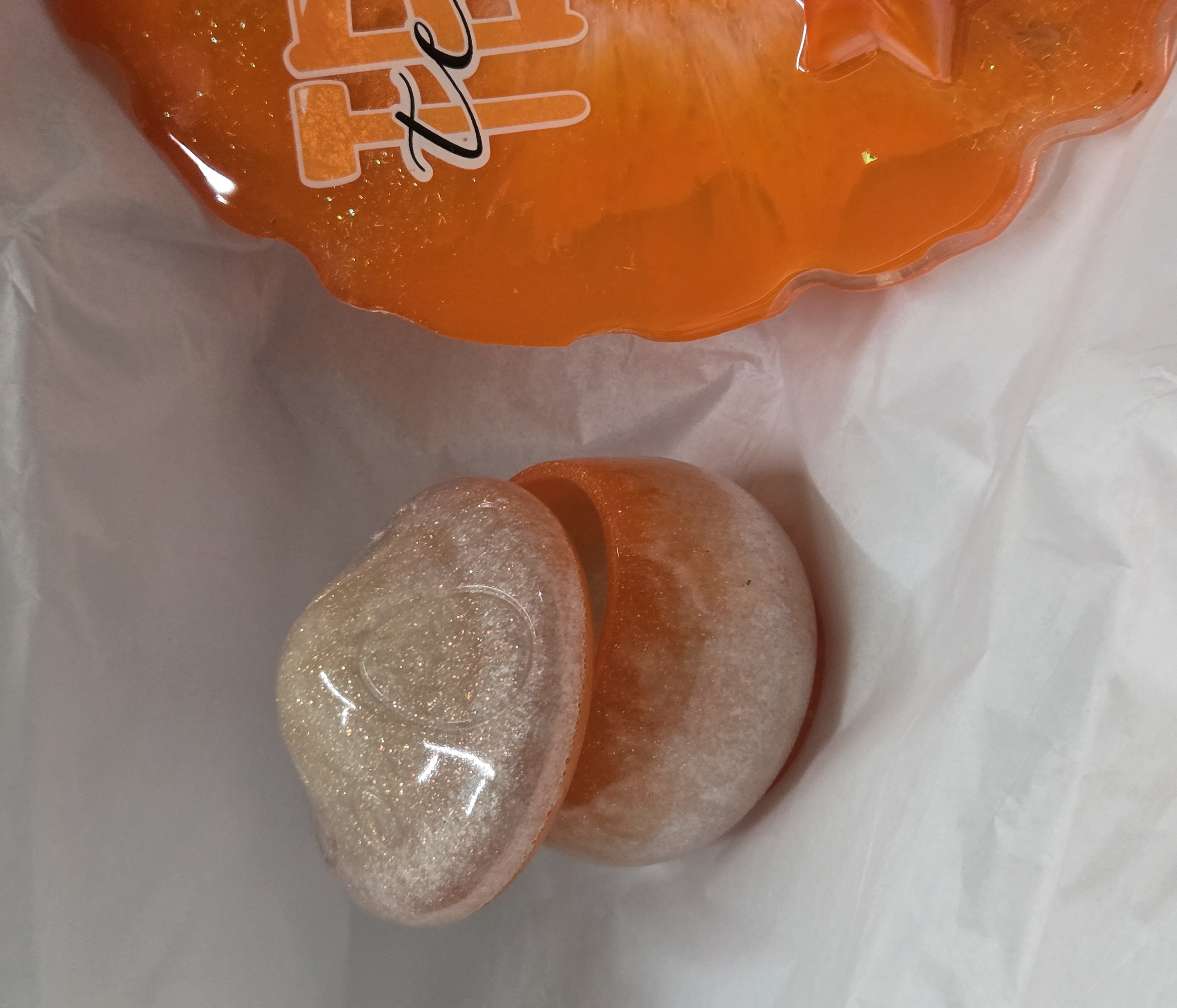 Orange Resin Trinket Tray Set